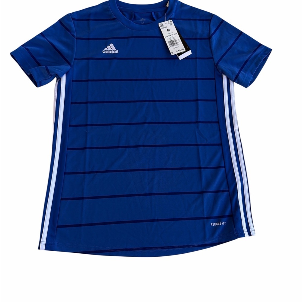 Adidas Women’s Football Soccer Blue Striped Jersey Size Medium